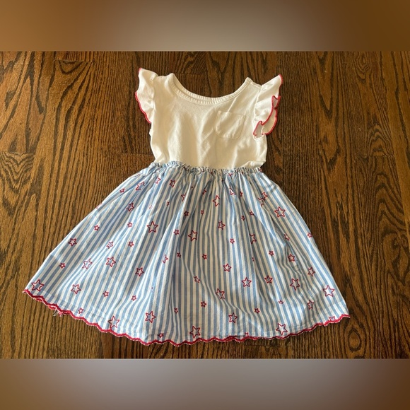 Cat and Jack dress girl Sz. 4T white blue red stars print  4th of July patriotic - Picture 1 of 5